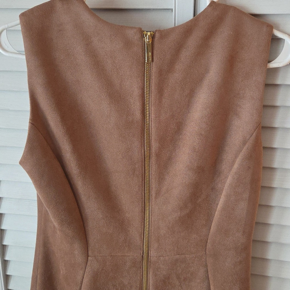 Calvin Klein Tan Suede Midi Dress - Picture 6 of 14